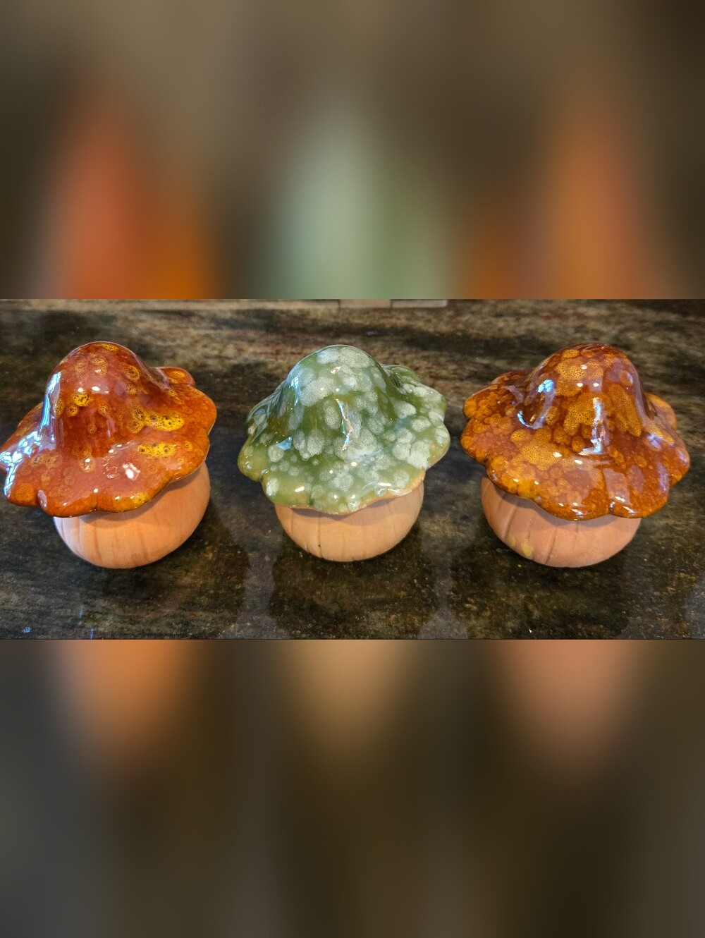 Glazed Ceramic 4" Mushroom Home/Garden Decor. Perfect For Fairy/Gnome Garden